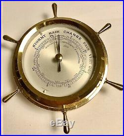 Vintage Brass Schatz Maritime Steamship Nautical Ship Precision Barometer Wheel