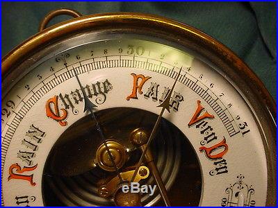 Vintage Brass Short Mason London Barometer w/ Curved Thermometer No Reserve