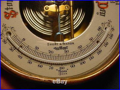 Vintage Brass Short Mason London Barometer w/ Curved Thermometer No Reserve