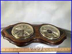 Vintage Bulova Quartz Clock And Barometer Wall Set Wood Case- Made In England