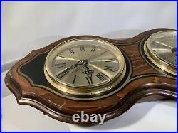Vintage Bulova Quartz Clock And Barometer Wall Set Wood Case- Made In England