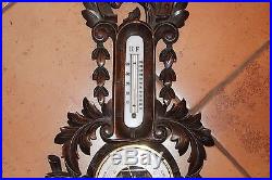 Vintage Carved Wood Horse Head Shoe Veranderlijk Barometer and Thermometer