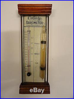 Vintage Cottage Antique BAROMETER and THERMOMETER Works Nice Made in USA 1890s