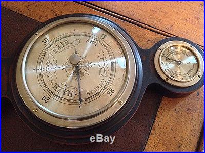 Vintage Ebonized Black & Mahogany Barometer Thermometer-Airguide Instrument Co
