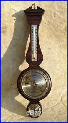 Vintage Ebonized Black & Mahogany Barometer Thermometer-Airguide Instrument Co