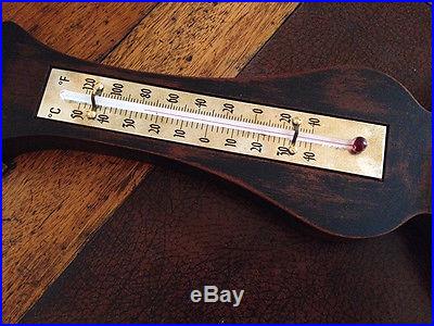 Vintage Ebonized Black & Mahogany Barometer Thermometer-Airguide Instrument Co