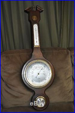 Vintage England Weather Station Wood Brass Glass Made by Shortland British