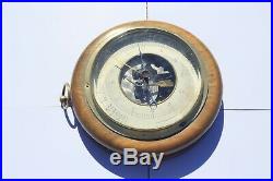 Vintage French Barometer Aneroid Wood Brass Casing Functioning 6.5inch 1.4lbs