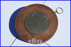 Vintage French Barometer Aneroid Wood Brass Casing Functioning 6.5inch 1.4lbs