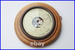 Vintage French Barometer In Lacquer Wood Base Diameter 7.1inch