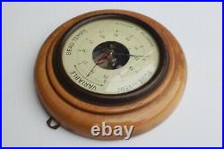 Vintage French Barometer In Lacquer Wood Base Diameter 7.1inch