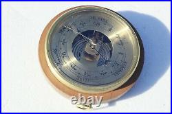 Vintage French Barometer In Metal Brass Wood In Working Condition 5.7inch 0.9lbs