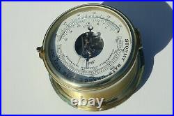 Vintage French Barometer Metal Brass Glass Front Schatz W. Germany 7.1inch