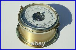Vintage French Barometer Metal Brass Glass Front Schatz W. Germany 7.1inch