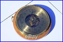 Vintage French Barometer Metal Brass Wood In Working Condition 5.7inch 0.9lbs
