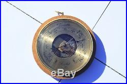 Vintage French Barometer Metal Brass Wood In Working Condition 5.7inch 0.9lbs