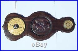 Vintage French Barometer Thermometer On Wood In Working Condition 22inch 2.4lbs