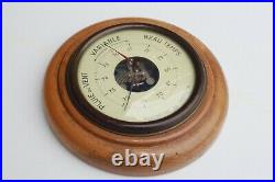 Vintage French Barometer Wood Case In Working Condition Diameter 7.1inch