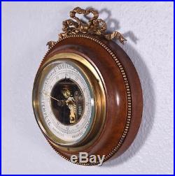 Vintage French Louis XVI Bronze and Mahogany Barometer