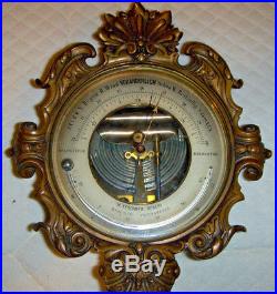 Vintage German Antique Decorative Wall Barometer Heavy Brass Bronze