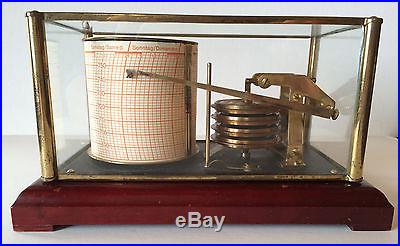 Vintage German Barograph Barometer wind up movement works extra papers