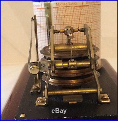 Vintage German Barograph Barometer wind up movement works extra papers