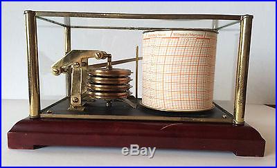 Vintage German Barograph Barometer wind up movement works extra papers