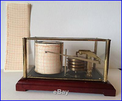 Vintage German Barograph Barometer wind up movement works extra papers
