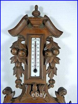 Vintage German Black Forest Wall Hanging Thermometer Barometer Wood
