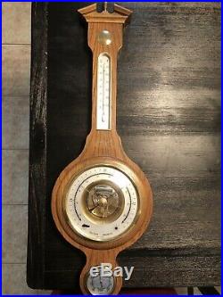 Vintage HUGER West Germany Ships Aneroid Marine Wooden Thermo Hygro Barometer