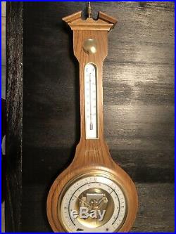 Vintage HUGER West Germany Ships Aneroid Marine Wooden Thermo Hygro Barometer