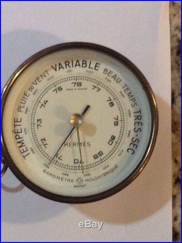 Vintage Hermes Paris Leather Covered Barometer