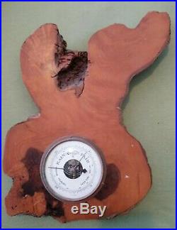 Vintage Holosteric Barometer Made In Germany mounted on redwood burl