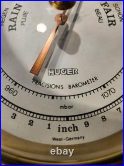 Vintage Huger Nautical Marine Barometer, Brass -7 Made In West Germany 1983