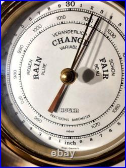 Vintage Huger Nautical Marine Barometer, Brass -7 Made In West Germany 1983
