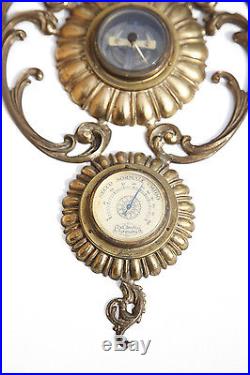 Vintage Italian Thermometer Hygrometer Barometer Metal Brass Spelter