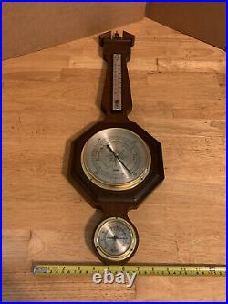 Vintage Jason Barometer Hygrometer Thermometer Banjo Style Wood 29 Long