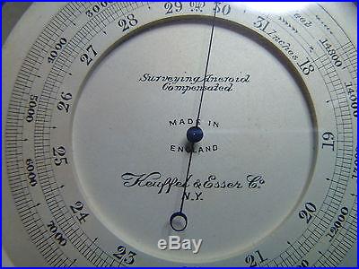 Vintage Keuffel & Esser Co Aneroid Barometer / Altimeter w/ Leather Case ERIE RR