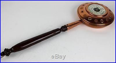 Vintage Lecellier Villediue France Copper Frame Wood Handle Wall Mount Barometer