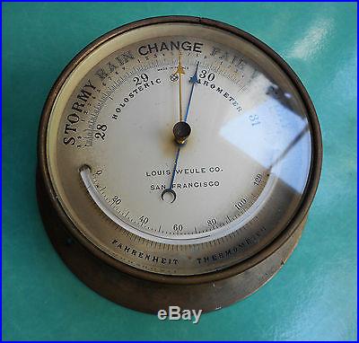 Vintage Louis Weule Co. S. F. Holosteric Barometer and Fahre. Therm. Made n Fran