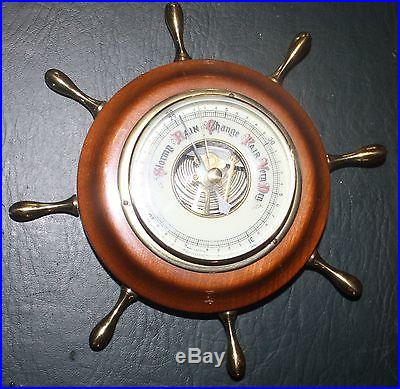 Vintage Mahogany Ships Wheel Barometer NO RESERVE