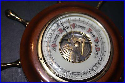 Vintage Mahogany Ships Wheel Barometer NO RESERVE