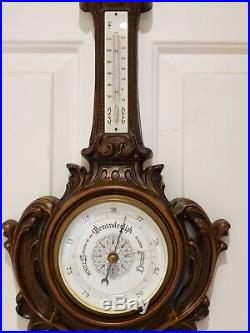 Vintage Ornate 27 Dutch Weather Station Aneroid Wall Barometer & Thermometer