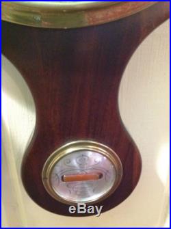 Vintage P. F. Bollenbach Mahogany Banjo Barometer Weather Station Clock