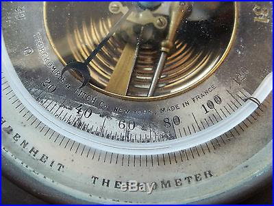 Vintage Paul Naudet Barometer and Fahrenheit Thermometer Made in France