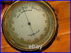 Vintage Pocket Compensated Barometer, Rain Change Fair, in Case