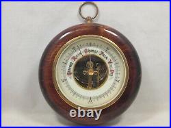 Vintage Round Atco 1651 Stamped Barometer Porcelain Face Brown Made in Germany