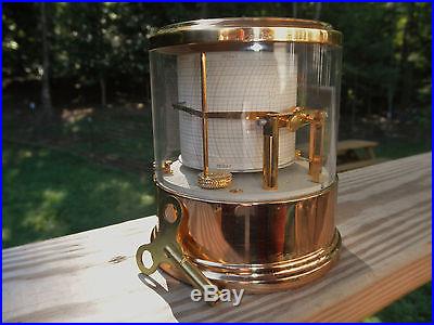 Vintage Round Quaility Brass French Barograph Ships Anchor Marked WORKS FINE
