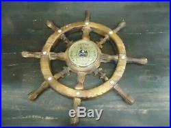Vintage Ship Wheel Barometer-1970s-stormy-rain-change-fair-very Dry-faux Wood
