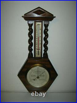 Vintage Short & Mason England 20 Wood Barometer-thermometer Very Nice
